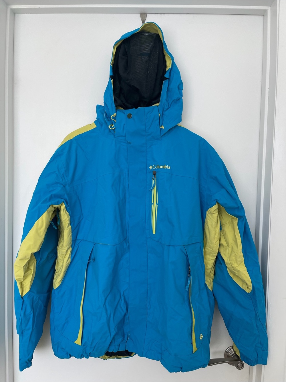 Columbia Men's Blue & Yellow Hooded Jacket